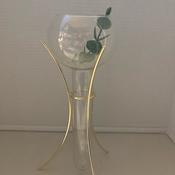 Vintage Party-lite retro, brass and glass, tubular bud base or candle holder11” - Picture 1 of 11